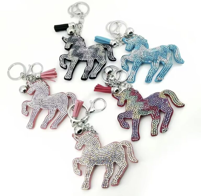 Crystal Studded Key Ring, Fabric Base
