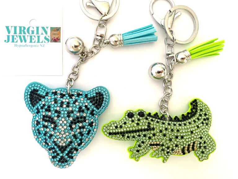 Crystal Studded Key Ring, Fabric Base