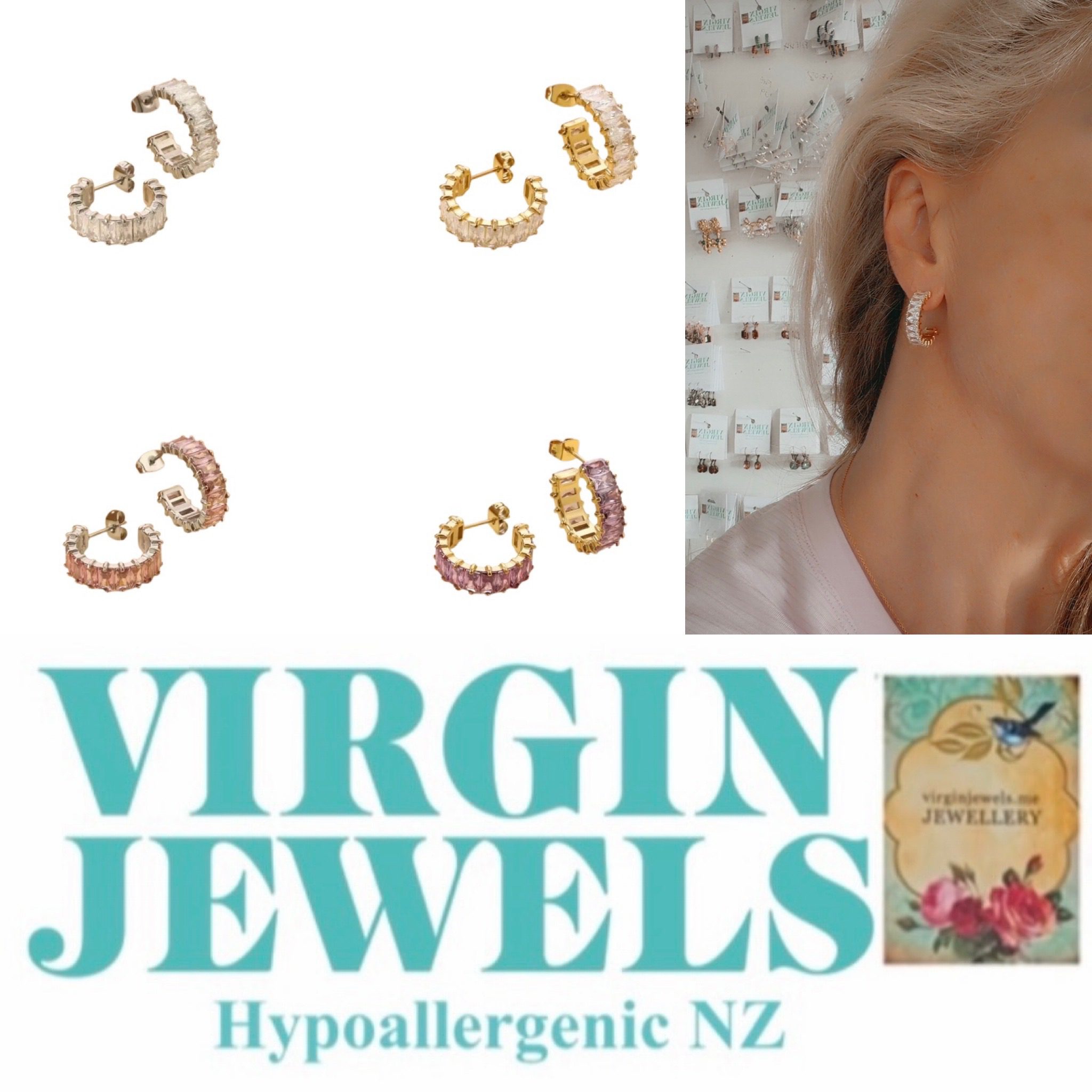 Crystal on Water Colour Large Hoop Earring